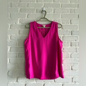 J. Crew Bright Pink V-Neck Blouse, Size 8.